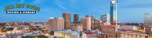 aerial view of oklahoma city skyline at dusk