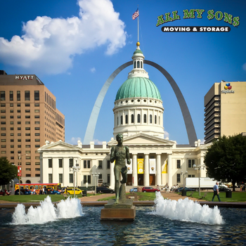 kiener plaza park fountain in front of the historic old county courthouse in st. louis