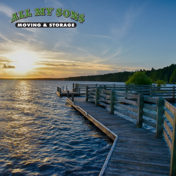 wooden dock on lake wylie near pineville, north carolina