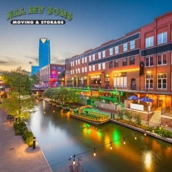 The Bricktown district in Oklahoma City, Oklahoma.