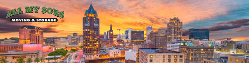 downtown milwaukee skyline at sunset